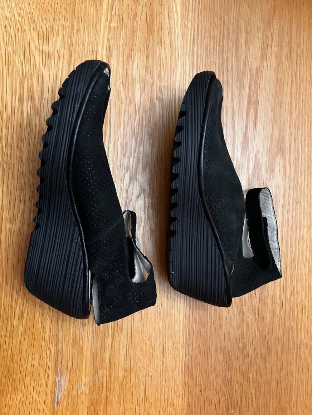 Fly London Black Perforated Open-Toe Platform Sandals